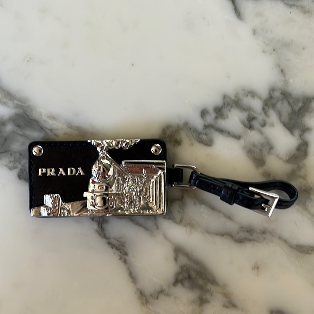 Prada bag charm (authentic, from a Prada handle bag) - black leather and…